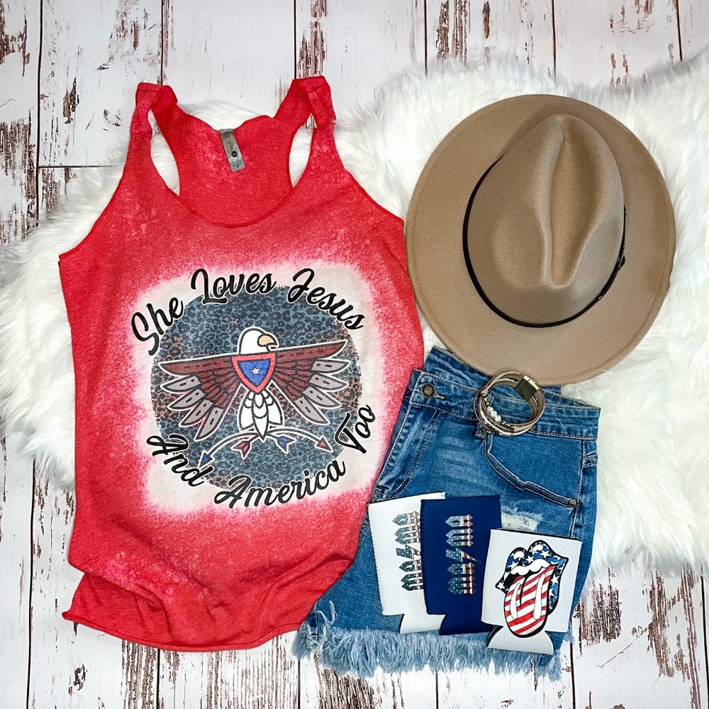 Ladies 4th of July tank - America Too